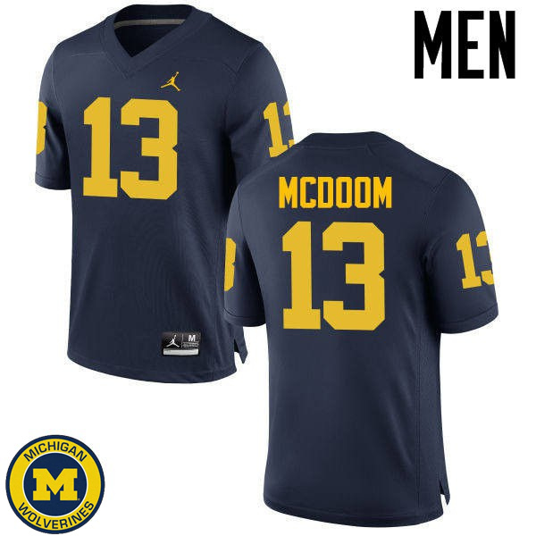 Men Michigan Wolverines #13 Eddie McDoom Navy NCAA Football Jersey